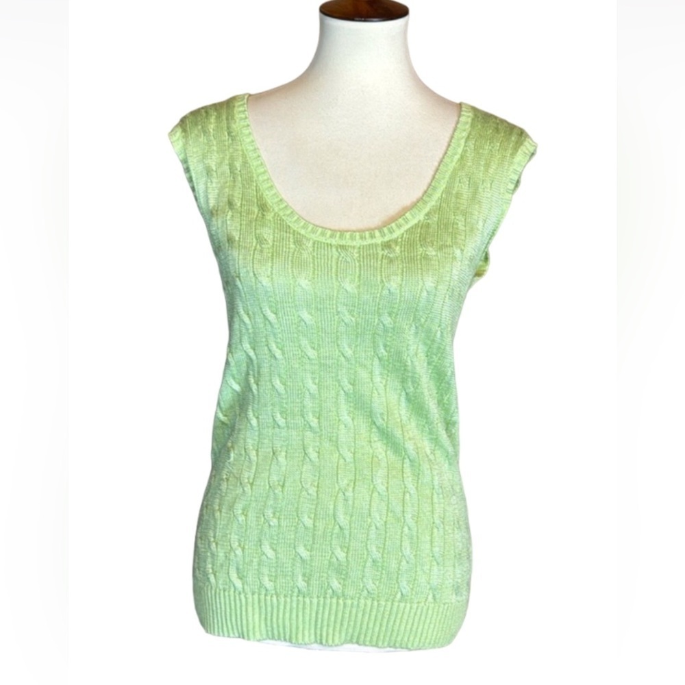Lauren Ralph Lauren lime green cable knit sweater vest Size Large
